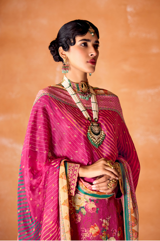 Pink Kanjeevaram Embroidery Border Kurta Set