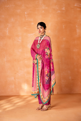 Pink Kanjeevaram Embroidery Border Kurta Set