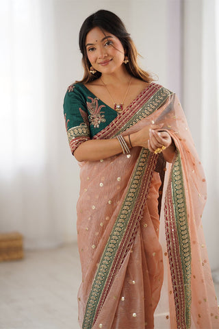 Pink Banarasi Crush Silk Saree_Kumari Sarees