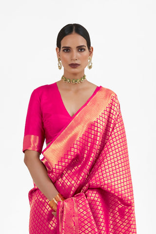 PINK KANJEEVARAM HANDLOOM SILK SAREE 