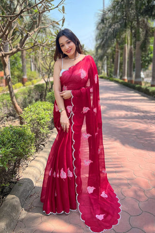 Pink Chiffon Silk Saree