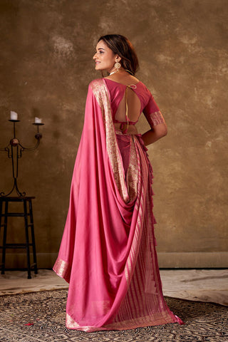 Pink Crepe Georgette Saree_Kumari Sarees