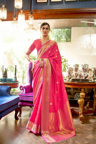  PINK KANJEEVARAM HANDLOOM SILK SAREE 