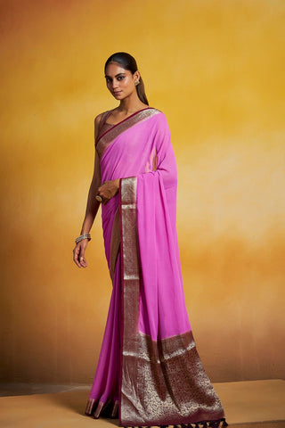 Purple Georgette Silk Saree_Kumari Sarees