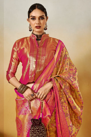 Pink Dharmavaram Silk Saree