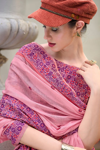 PINK SOFT LINEN COTTON SAREE