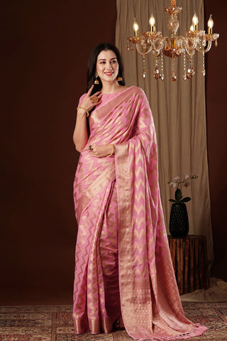 Pink Georgette Silk Saree_Kumari Sarees