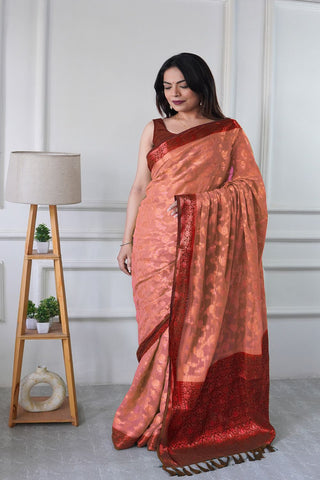 Pink Pure Georgette Silk Saree_Kumari Sarees
