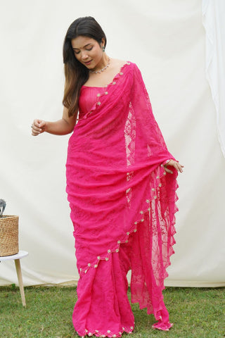 PINK GEORGETTE SILK SAREE