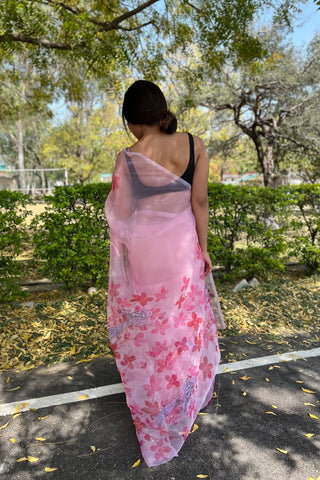 PINK SEQUENCE ORGANZA SAREE