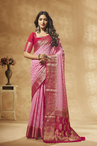 Pink Georgette Saree