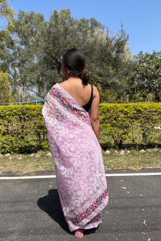 PINK ORGANZA SILK SAREE