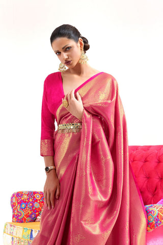 PINK KANJEEVARAM HANDLOOM SILK SAREE