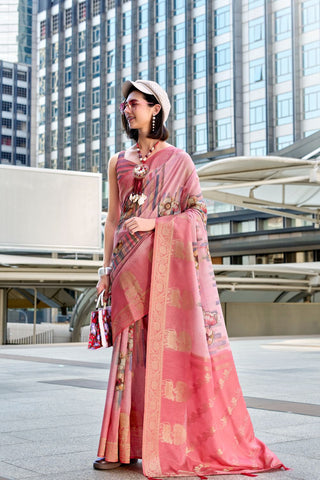 Pink Handloom Modal Silk Saree_Kumari Sarees