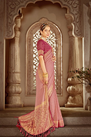 Pink Pure Georgette Saree_Kumari Sarees