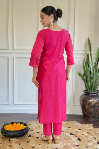 Chanderi & Organza Embroidered Butti Dupaata Set_Kumari Sarees