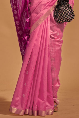 PINK HANDLOOM WEAVING SAREE