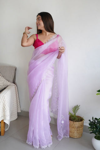 Pink Organza Silk Saree_Kumari Sarees