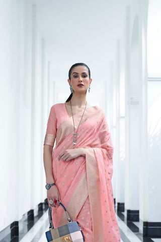 PINK MODAL MUKAISH HANDLOOM SAREE