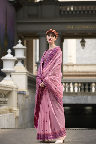 PINK SOFT LINEN COTTON SAREE