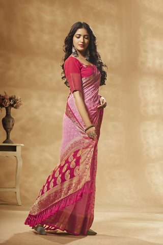 Pink Georgette Saree