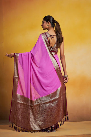 Purple Georgette Silk Saree_Kumari Sarees