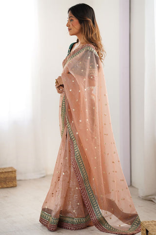 Pink Banarasi Crush Silk Saree_Kumari Sarees