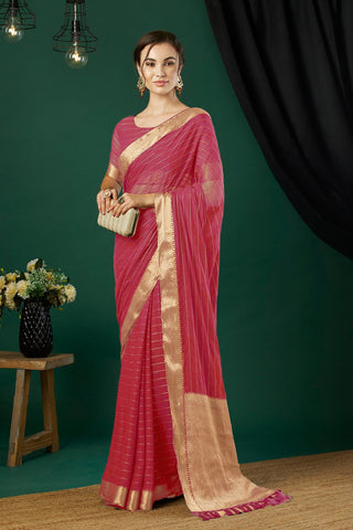 Pink Chiffon Silk Saree_Kumari Sarees
