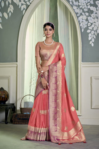 Pink Pure Silk Crepe Saree