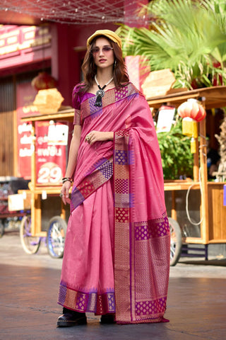 PINK PURE BANARASI SILK SAREE