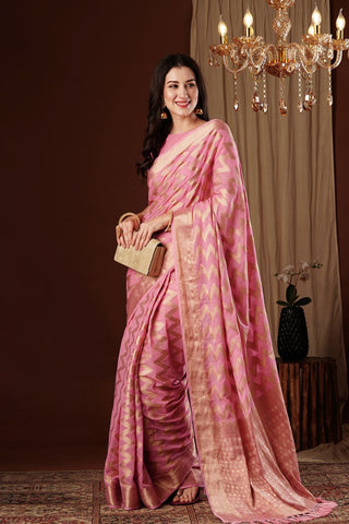 Pink Georgette Silk Saree_Kumari Sarees