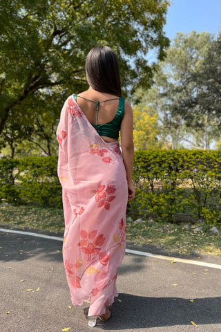 Pink Chiffon Silk Saree