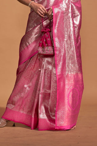 PINK HANDWOVEN KANJIVARAM SILK SAREE