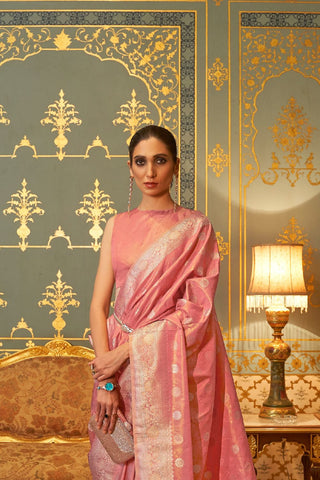 PINK KANJEEVARAM HANDLOOM SILK SAREE