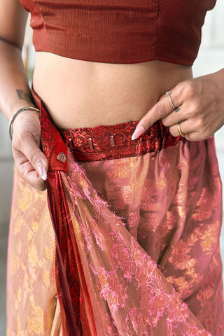 Pink Pure Georgette Silk Saree_Kumari Sarees