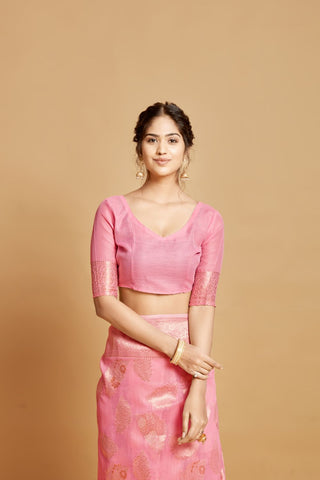 PINK LINEN CHANDERI SAREE