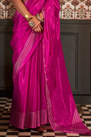 DARK PINK WOVEN PURE VISCOSE SAREE