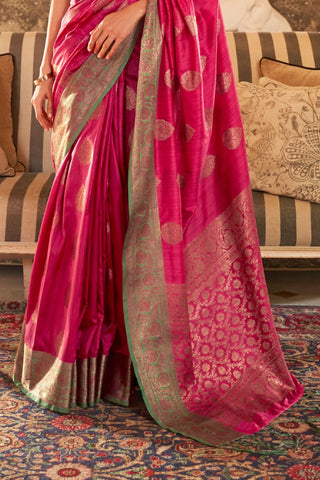 Pink Handloom Weaving Saree