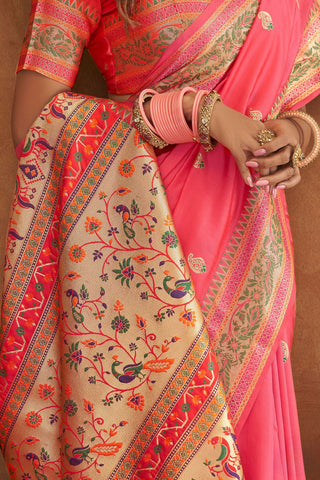 Pink Banarasi Soft Silk Saree_Kumari Sarees