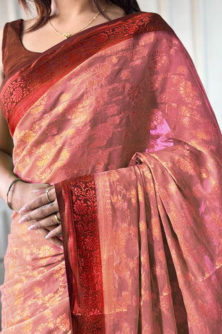 Pink Pure Georgette Silk Saree_Kumari Sarees