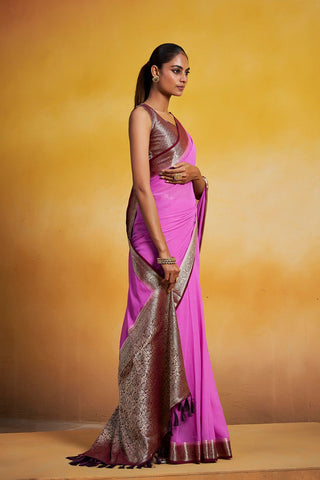 Purple Georgette Silk Saree_Kumari Sarees