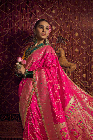 Pink Pure Viscous Dola Saree_Kumari Sarees