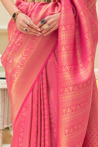 Pink Sequins Handloom Weaving Saree_Kumari Sarees