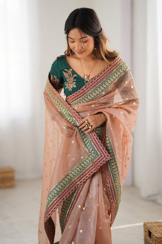 Pink Banarasi Crush Silk Saree_Kumari Sarees