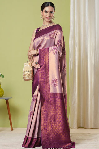 Pink Banarasi Silk Saree_Kumari Sarees