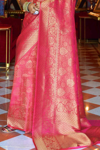 Pink Handloom Weaving Saree_Kumari Sarees