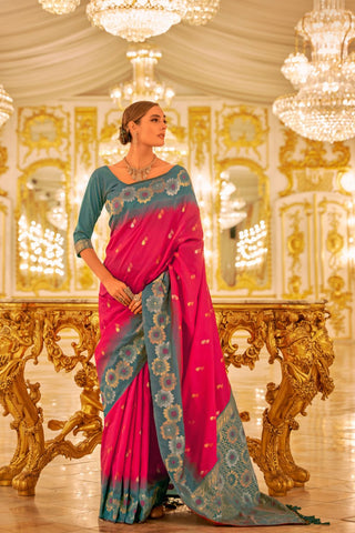 Pink Soft Banarasi Silk Saree_Kumari Sarees