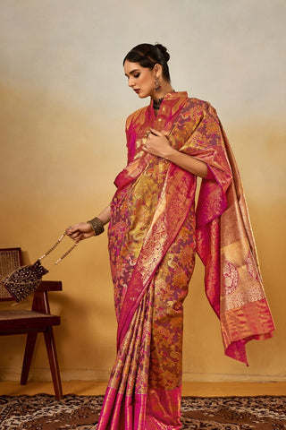 Pink Dharmavaram Silk Saree