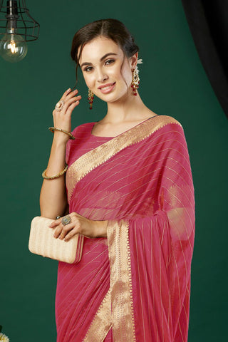 Pink Chiffon Silk Saree_Kumari Sarees