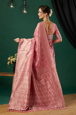 Pink Soft Linen Cotton Saree_Kumari Sarees